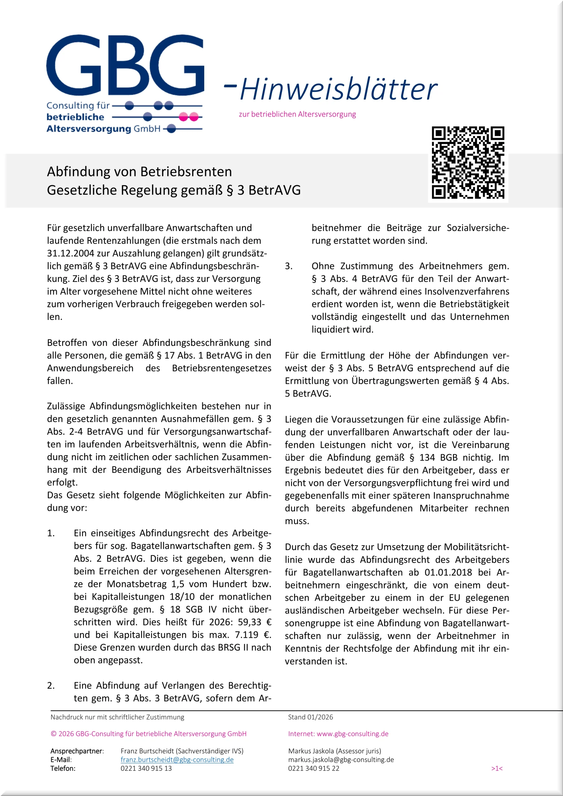 GBG Hinweisbl&auml;tter Abfindung von Betriebsrenten_&sect; 3 BetrAVG